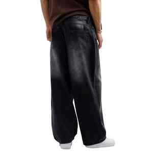 Custom Straight Baggy <b>Jean</b> Gray Street Wear Loose Trousers Drawstring Wide Leg Denim Oversized <b>Jeans</b> Mens - Product Image 4