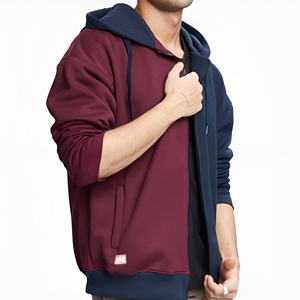 Sweat à capuche en coton surdimensionné pour homme, entièrement zippé, en polaire d'hiver, de haute qualité, respirant et à prix abordable - Product Image 5