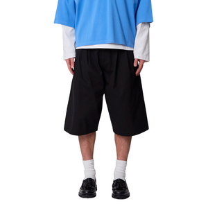 Custom <b>Mens</b> <b>Black</b> Canvas Bermuda <b>Shorts</b> Elastic Waist Drawstring Side Pockets Wide Leg Loose Fit Streetwear OEM Wholesale Supply - Product Image 1
