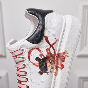 Chaussures en cuir pour hommes, baskets décontractées, version personnalisée pour couple, imprimées en 3D, à lacets - Product Image 2