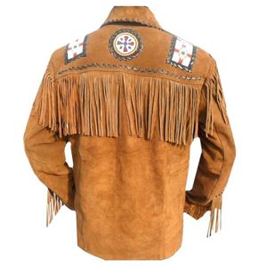 Handmade Black <b>Suede</b> Leather <b>Jacket</b> Western Cowboy Beaded Fringe Coat Vintage Rodeo Ranch Wear Custom Wholesale Men's <b>Jackets</b> - Product Image 6