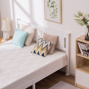 Struttura letto matrimoniale in pino bianco con pannelli verticali e costruzione in compensato - Product Image 5