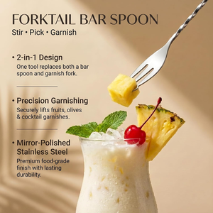 Cuchara de acero inoxidable con mango largo, juego de 2 tenedores para cócteles, café, té, postres, aperitivos y para servir bebidas en el hogar o bar - Product Image 6