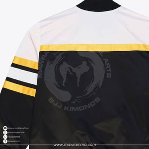 Veste bomber en satin patchwork sur mesure OEM, broderie de logo 3D de haute qualité, veste varsity unisexe, fabricant de vêtements en gros - Product Image 5