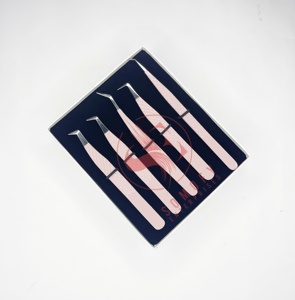 Pince à épiler professionnelle d'extension de cils en acier inoxydable à 90 degrés marque privée personnalisée forte tenue mince volume droit - Product Image 2