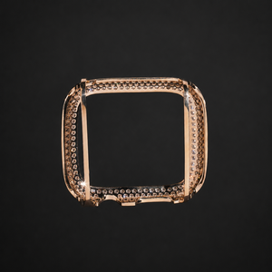 Cadran de montre intelligent en or rose serti de diamants, montre de luxe avec cadre protecteur entièrement pavé - Product Image 2