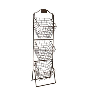 3 Tier Metal Wire <b>Basket</b> <b>Storage</b> Rack Floor Standing Fruit Vegetable Organizer <b>Basket</b> Display <b>Shelf</b> for Kitchen Home Retail - Product Image 1