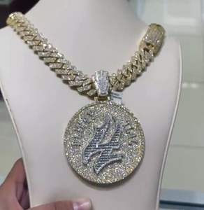 Colgante y Dijes de Disco de Moissanita VVS con Nombre Personalizado, Plata, Estilo Hip Hop, Colgante de Moissanita VVS Champion Color D, Joyería para Hombre - Product Image 6