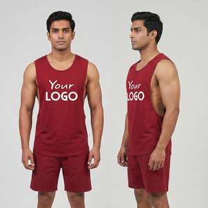 Camiseta Deportiva Personalizada de Color Sólido, Estilo Casual, con Logo, Sin Mangas, para Gimnasio, Fitness, de Algodón/Fibra de Bambú, Tejida - Product Image 5