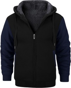 Sudadera con Capucha para Hombre, Color Gris Azulado, Corte Regular, Forro Polar, Cierre de Cremallera, Estilo Casual, Ropa de Invierno, Diseño Tejido de Color Sólido, ODM OEM - Product Image 3