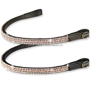 ที่คาดผมหนังม้าประดับพลอยเทียมขนาดใหญ่ประดับด้วยคริสตัลสีทองหรูหราขนาดเล็กมีสายรัดโลโก้ตามสั่ง - Product Image 1