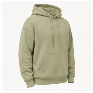 เสื้อฮู้ดดี้ผู้ชายสีเขียวเซจแบบสวมใส่สบายทรงหลวม ปรับแต่งได้ พร้อมเชือกผูกแบบโทนสีเดียวกัน กระเป๋าจิงโจ้ ผ้าฝ้ายฟลีซเนื้อนุ่ม รุ่น MHOOD-0001 - Product Image 4