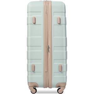 Set di borse da viaggio per valigia in ABS espandibile da 4 pezzi con ruote Spinner di 360 gradi in un bagaglio elegante verde grigio per un facile trasporto - Product Image 3