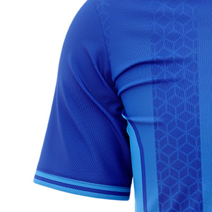 Camiseta de Fútbol Sublimada Personalizada Unisex Azul a Rayas Cuello Redondo Manga Corta Ligera Transpirable Corte Regular 100% - Product Image 5
