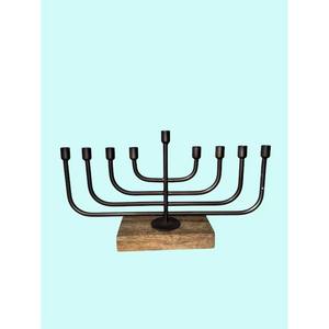Ménorah à sept branches en métal noir, support de bougies décoratif classique pour table, éclairage festif pour la maison - Product Image 2
