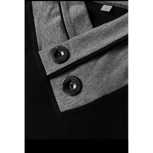 Camiseta de Manga Larga para Hombre, Elegante, con Cuello Chal, Botones Decorativos y Corte Ajustado - Product Image 3