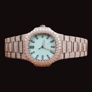 ใหม่ diadream GEMS & Jewel แฟชั่นฮิปฮอปของผู้ชาย41มม. หน้าปัดเพชรสีฟ้า Moissanite เพชรการเคลื่อนไหวนาฬิกาควอตซ์สีเงิน - Product Image 1