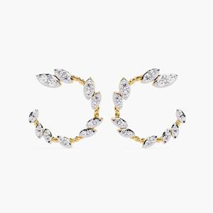 Pendientes Huggie de Oro de 14K con Pavé de 40 Diamantes Cultivados en Laboratorio, Engastados en Puntas, Media Aro Minimalista Paralelo, Aro de Plata, Aniversario - Product Image 1