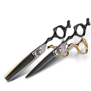 Coffret de Ciseaux Professionnels Noirs et Dorés pour Coiffure – Ciseaux de Coiffure, Tondeuse, Ciseaux à Effiler et Ciseaux de Coupe pour Barbier - Product Image 2