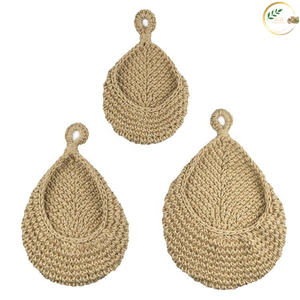 Étagère murale florale Art Déco en jute naturelle, faite à la main par un designer, écologique et lavable, pour usage domestique et commercial - Product Image 4