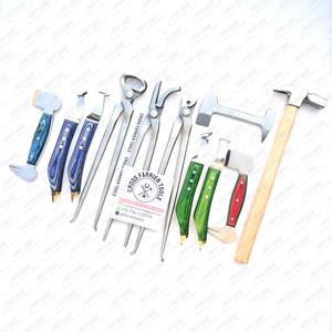 Farrier Tools Kit Herramienta extractora de uñas, juego de cuchillos de pezuña recortadora, juego de cuchillos de bucle, Nail Clinch 3PCs Buffer & Nipper, herramientas de martillo - Product Image 1