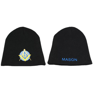 Gorro de punto dorado con cruz de Lorena y cruz de Anjou para mujer y hombre, gorro de otoño e invierno, gorro de hip hop de la francmasonería - Product Image 2