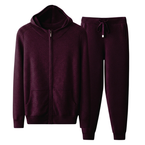 ชุดวอร์มลำลองผ้าโพลีเอสเตอร์/คอตตอนแบบย้อมสีเอซิด พร้อมปักโลโก้ แต่งผ้าแบบแพทช์เวิร์ค กางเกงขายาวซิปและเสื้อฮู้ดสำหรับวิ่งจ๊อกกิ้ง - Product Image 3