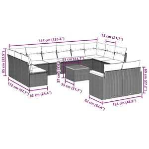 Set Divano da Giardino in Rattan Nero 8 Posti Resistente alle Intemperie Arredamento da Esterno Design Contemporaneo - Product Image 3