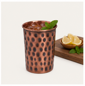 Pure <b>Copper</b> Hammered Water Tumbler Handcrafted Drinking Glass for Wellness, Eco-Friendly & Antimicrobial Luxury Drinkware - Product Image 5