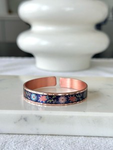 Best Quality NEHA ENTERPRISES Handmade Copper Luxury Floral Enamel Embossed Open Wristband Cuff Bracelets Fashionable <b>Gifts</b> - Product Image 5