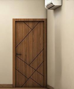 Puerta Interior de Estilo Geométrico de Lujo, Precolgada, Impermeable, de Madera Sólida, con Decoración de Listones Blancos, Puerta de MDF para Dormitorio - Product Image 3