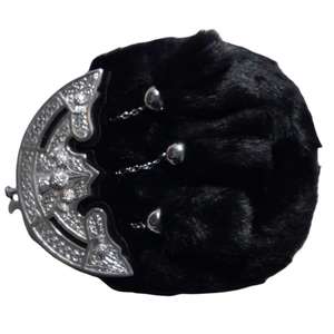 Esto es un accesorio tradicional escocés de kilt con pelo negro, con un cantle de cardo cromado. Bolsas para sporran. - Product Image 3