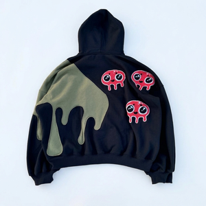 Sudadera con capucha Glory personalizable con logo para hombre, estilo vintage francés, con cremallera, 100% algodón, 500 g/m², diseño de dibujos animados, dos tonos, corte ajustado, forrada. - Product Image 2