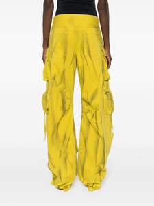 Pantalones Vaqueros Amarillos Personalizados para Mujer, Estilo Cargo, con Botones y Cordones, Pierna Ancha y Recta, OEM 2026 - Product Image 4