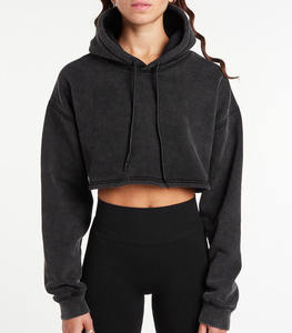 Sudadera con Capucha Corta para Mujer, Diseño Nuevo, Forro Cálido para Invierno, Tejido Vintage, Logotipo Frontal, ODM, Venta al Por Mayor, Talla Regular, Directo de Fábrica - Product Image 2