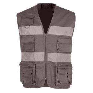 Chaleco de Seguridad Reflectante de Alta Visibilidad para Hombre, Ropa de Trabajo de Poliéster con Bolsillos y Cierre de Cremallera, Gris - Product Image 1