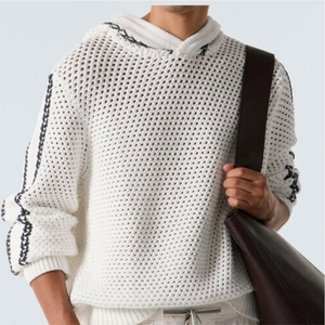Sweat à capuche vintage personnalisé en tricot, tissu délavé et vieilli, coupe ample, unisexe, streetwear - Product Image 5