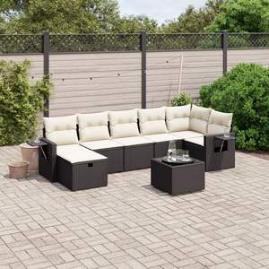 Conjunto de Sofás Modulares Grandes de Ratán Sintético Negro para Jardín - Product Image 1