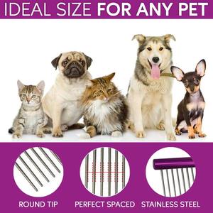 Peigne pour animaux de compagnie professionnel, écologique, classique, en acier inoxydable |   Outil de toilettage anti-rouille pour chiens et chats, à picots arrondis pour démêler les nœuds - Product Image 6