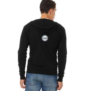 Sweat-shirt léger à capuche zippé en maille gaufrée mélangée avec poche kangourou, coupe ajustée, vierge - Product Image 1