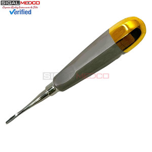 3mm Dental Extraction Root Tip Elevator Straight Hollow Handle Lightweight Gold Handle German Stainless Steel Medic Instruments - Product Image 2