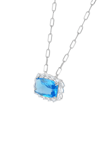 Colgante de Topacio Azul y Circonita en Plata de Ley 92.5 KLSP-50587 - Product Image 2