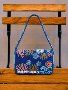 Sac à bandoulière tendance en perles de récif marin, léger, résistant, écologique, fait main et de luxe |   Sac à main brodé |   Conception de logo personnalisé - Product Image 2