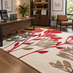 Premium <b>Hand</b> <b>Tufted</b> Wool Floral Area <b>Rug</b> 10mm Pile, Handmade Modern Luxury Botanical Designer Carpet for Living Room Bedroom Ho - Product Image 3