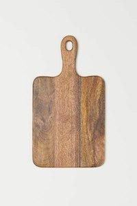 Planche à découper rectangulaire en bois avec poignée, finition naturelle, planche de cuisine monobloc - Product Image 3