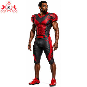 Ensemble Maillot et Pantalon de Football Rouge et Noir par Sublimation pour Homme – Respirant 100% Polyester – Détection par Aiguille – Adulte - Product Image 5