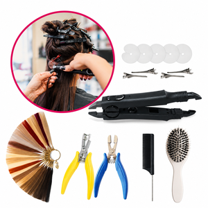 Kit de Iniciación para Extensiones de Cabello con Pinzas de Compresión de 2.5mm, Anillo de Color de Lujo y Accesorios de Pinza Térmica - Product Image 1