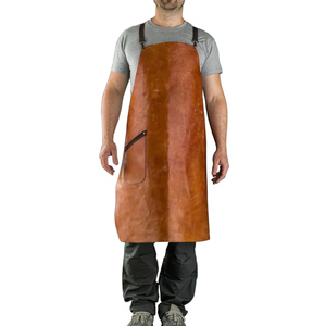 HARAZ INTERNATIONAL Tablier de travail unisexe en cuir véritable, taille réglable, plusieurs poches, résistant à l'abrasion, détection des aiguilles - Product Image 6