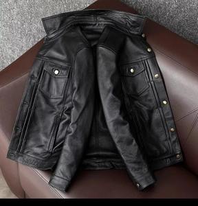 Veste de camionneur en cuir véritable noir pour homme, style vintage Cafe Racer - Product Image 4