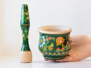 Artisan Crafted Wooden <b>Grinding</b> Vessel and Pestle Traditional Culinary Tool for Crushing Spices and Seeds Daily Use - Product Image 3